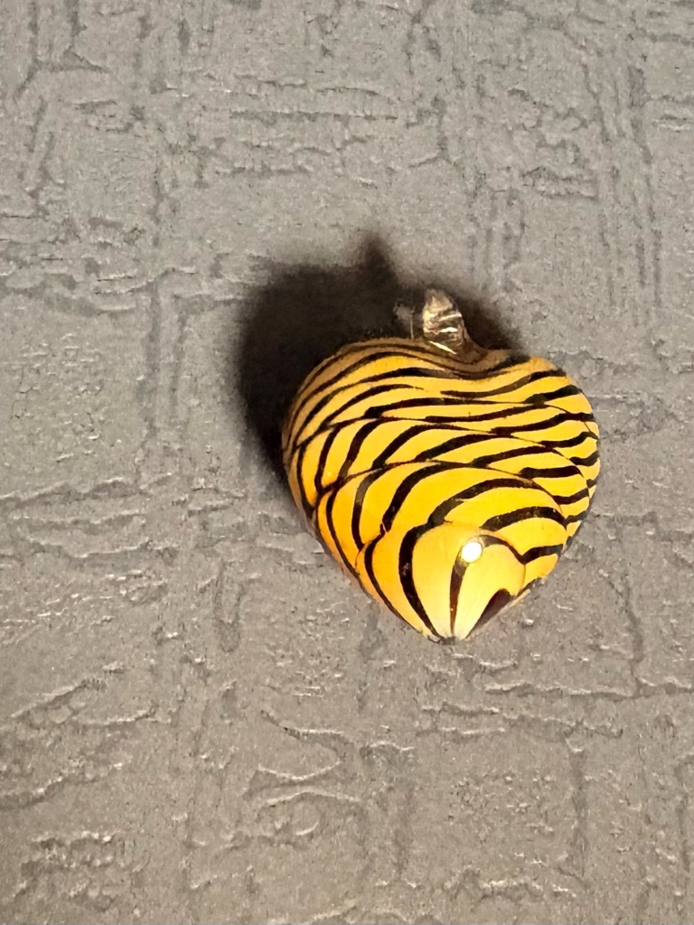 Yellow Zebra-Stripe Heart Pendant (Pendant Only)